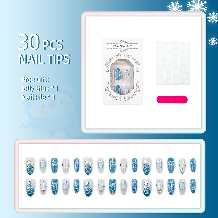 Set de 30 uñas postizas azules - Resin Art Glue reseña y precio