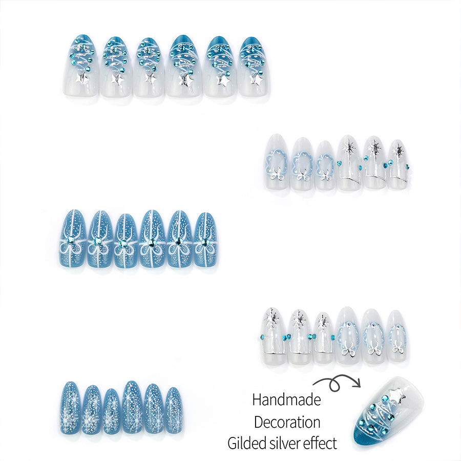 Set de 30 uñas postizas azules - Resin Art Glue reseña y precio